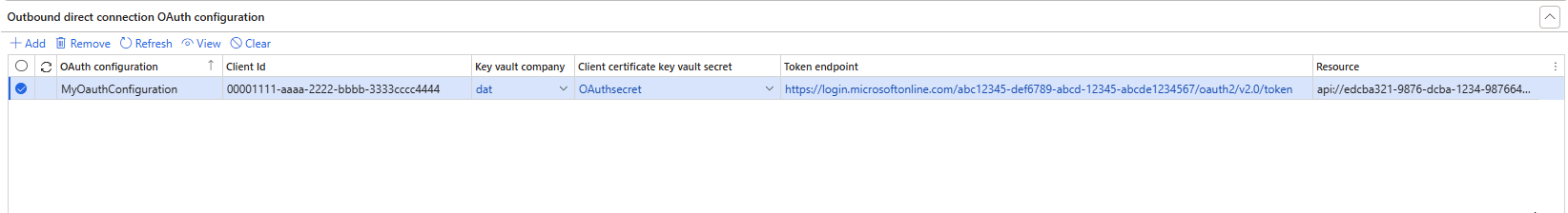 OAuth configuration tab